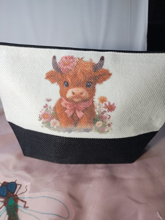 Make-up bags Cow and flowers
